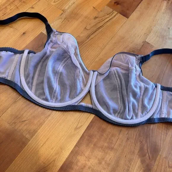 38H curvy Kate pin-up bra balcony underwire grey gray mesh sheer sexy like new - Picture 7 of 8